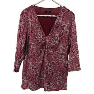 Alfani 2X pink purple Floral Boho V Neck Lined babydoll top Y2K empire peasant